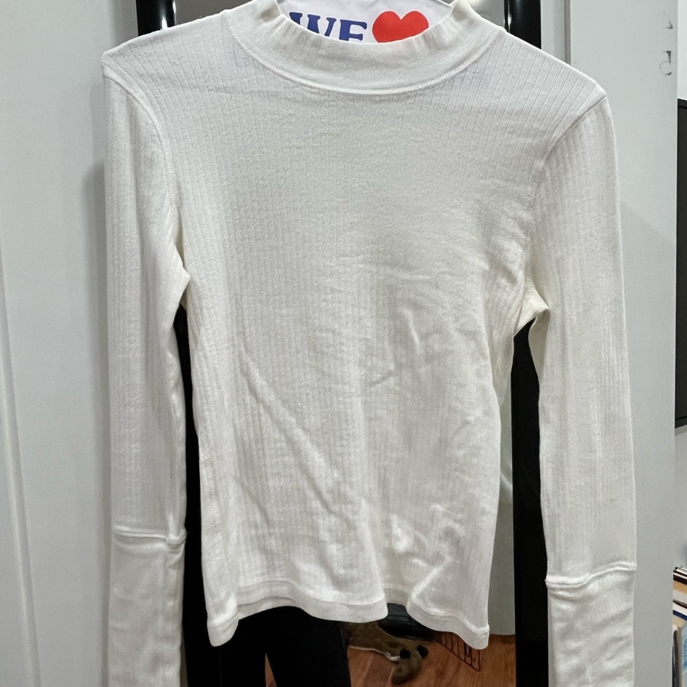 Women's White Ribbed Long Sleeve Top - Free People